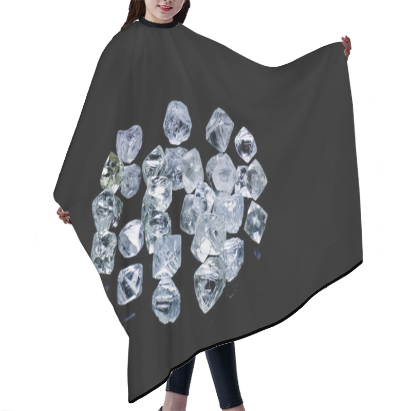 Personality  Raw Diamonds Isolated On Black Background. Hair Cutting Cape