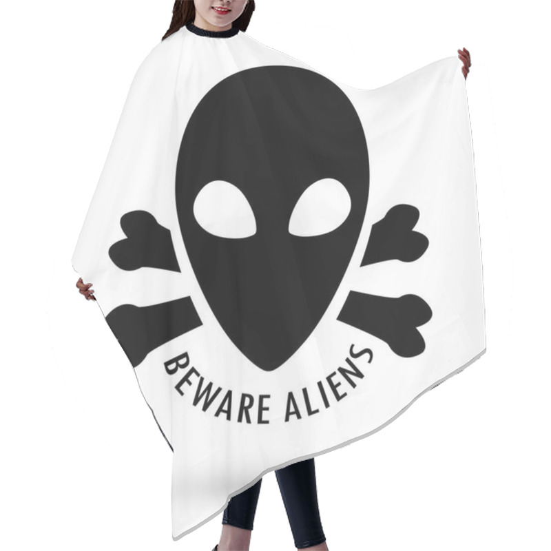 Personality  Black Beware Alien With Bone Cross Vector Hair Cutting Cape