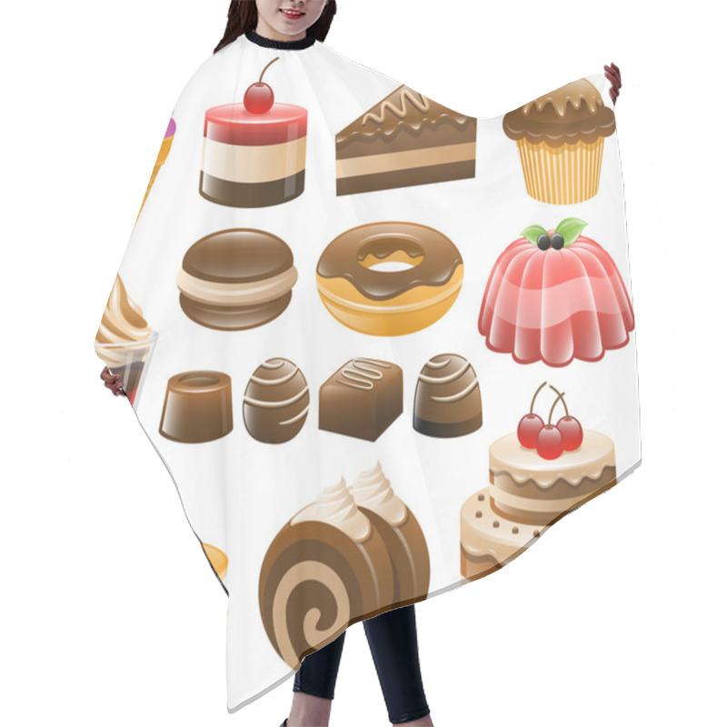 Personality  Dessert Icon Set, Sweets, Confectionery Hair Cutting Cape