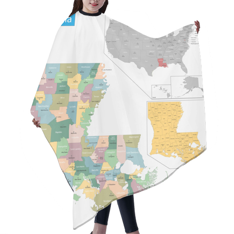 Personality  Louisiana Map Hair Cutting Cape