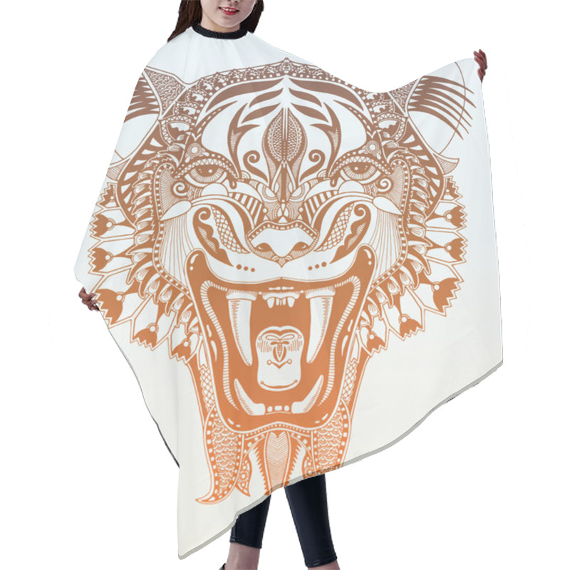 Personality  Original Head Tiger Drawing With The Opened Fall, Perfect For Ta Hair Cutting Cape