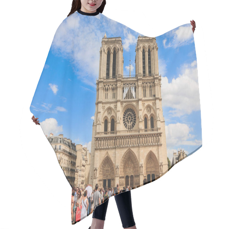 Personality  Tourists Queuing To Enter The Notre Dame Cathedral In Paris, Fra Hair Cutting Cape