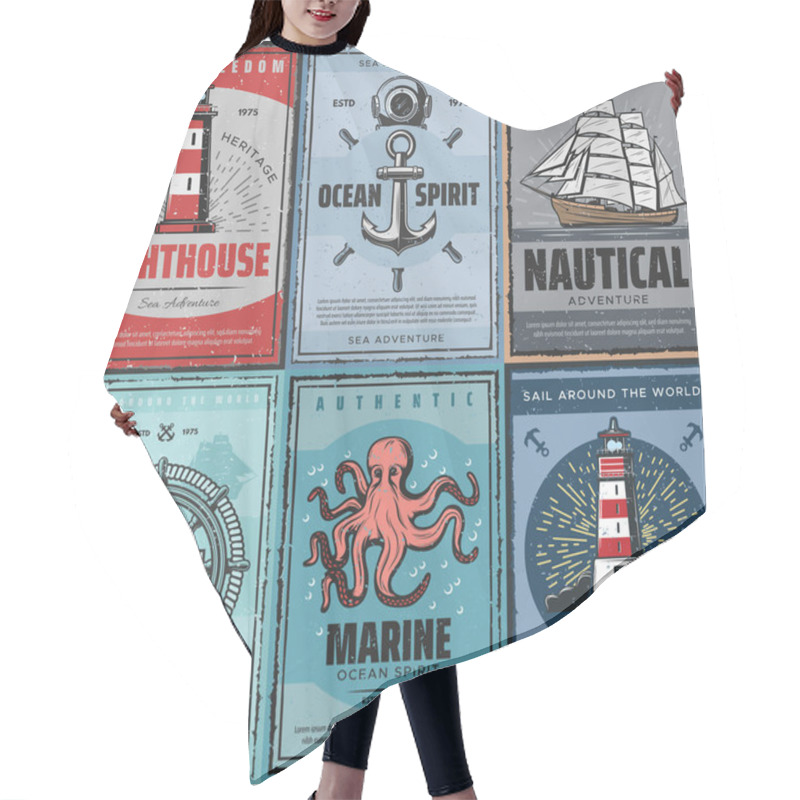 Personality  Marine Nautical Adventure. Travel By Sea And Ocean Hair Cutting Cape