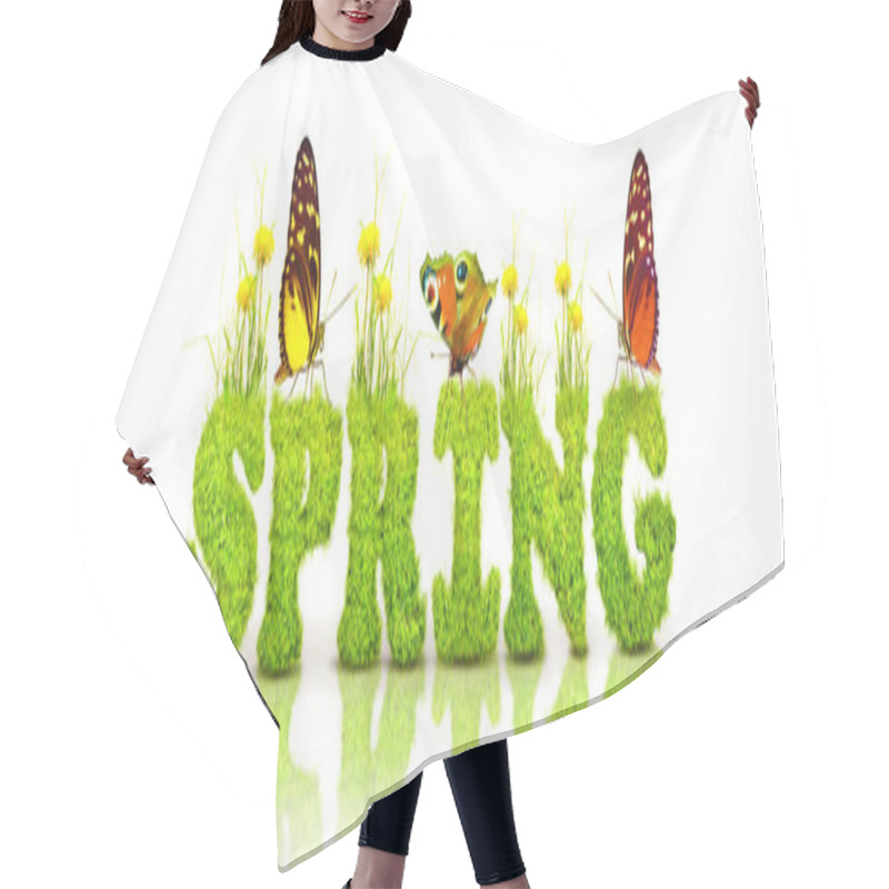 Personality  Decorative Inscription With Letters. Creative Spring Concept. Hair Cutting Cape