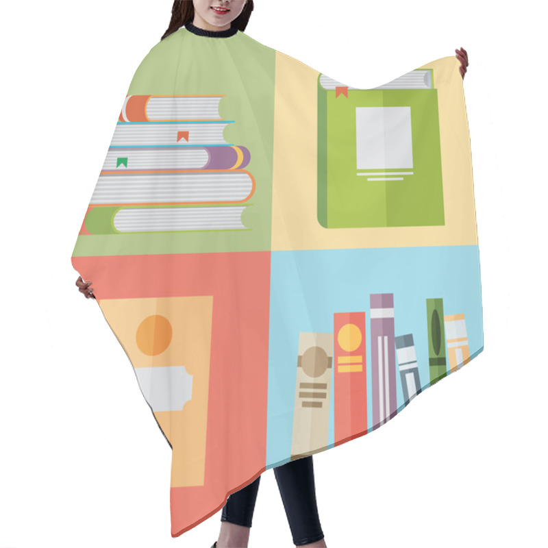 Personality  Set Of Book Icons Hair Cutting Cape