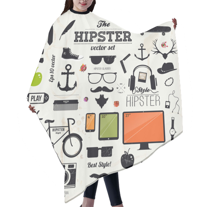 Personality  Hipster Style Infographics Elements And Icons Set Hair Cutting Cape