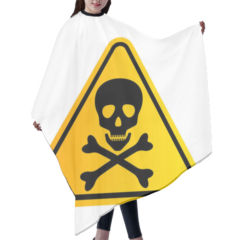 Personality  Bones And Skull As A Sign Of Toxicity Warning. Yellow Triangle Hazard Icon. Vector Illustration Isolated On White Background Hair Cutting Cape