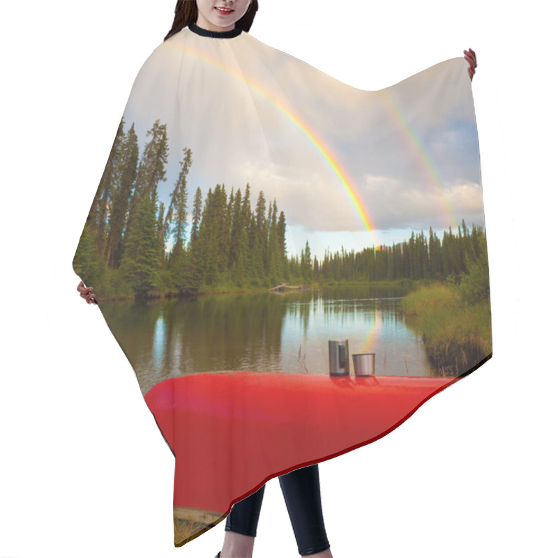 Personality  Canoe And Rainbow Hair Cutting Cape