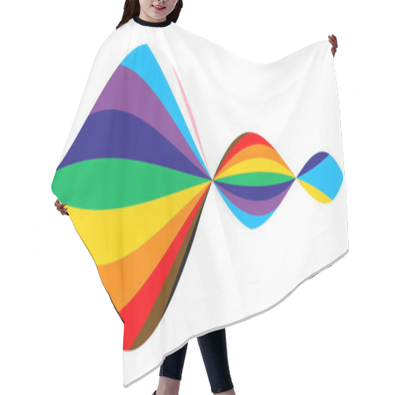 Personality  Pride Wavy Lines Shape. Modern Wave Icon With LGBTQ Pride Flag Colours. Colored Striped Shape For Design. Vector Illustration Isolated On White Background. Hair Cutting Cape