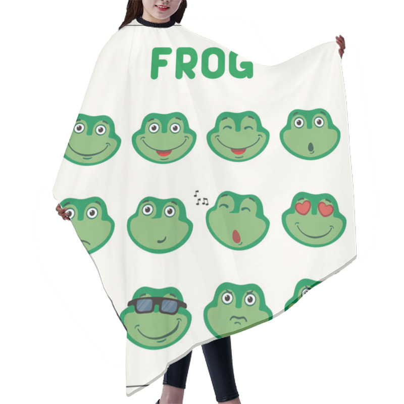 Personality  Set Of Frog Faces With Different Emotions In Cartoon Style  Hair Cutting Cape