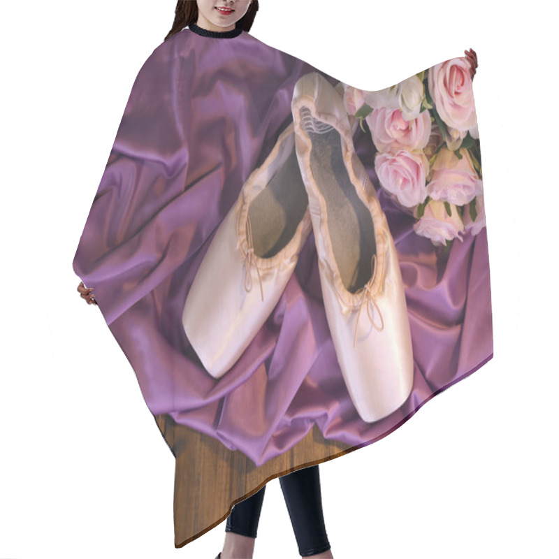 Personality  Ballet Pointe Shoes On Wooden Background Hair Cutting Cape