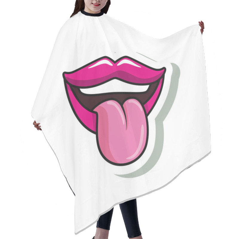 Personality  Sexy Mouth With Tongue Out Pop Art Style Icon Hair Cutting Cape