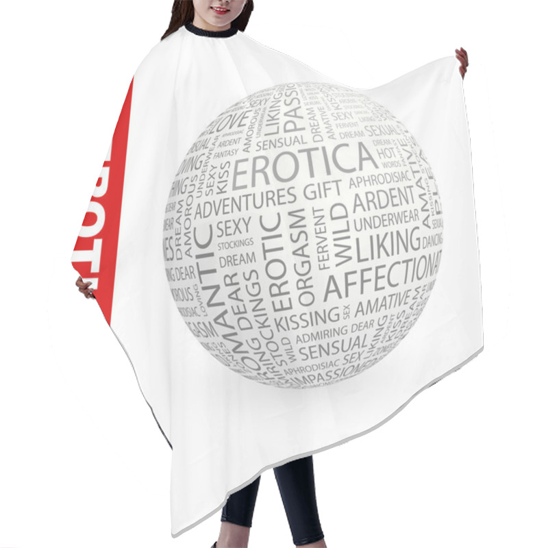 Personality  EROTICA. Globe With Different Association Terms. Hair Cutting Cape