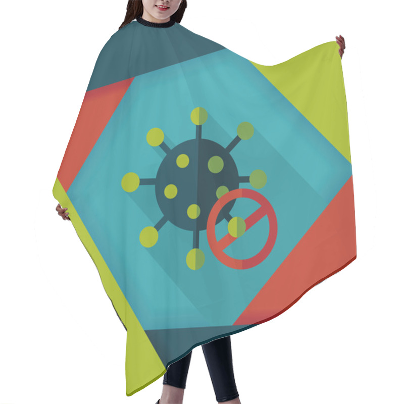 Personality  Virus Flat Icon With Long Shadow Hair Cutting Cape