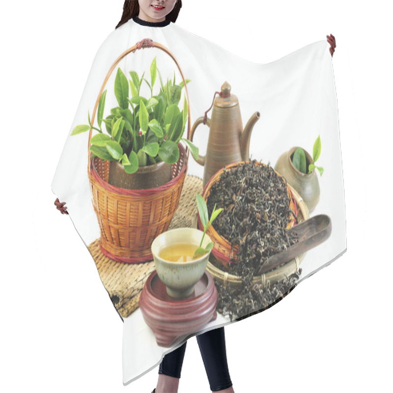 Personality  Chinese Tea Pot Set On The White Background Hair Cutting Cape