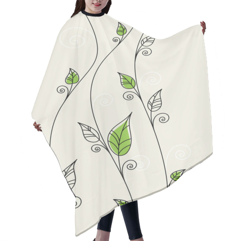 Personality  Floral Background With Green Leaves Hair Cutting Cape