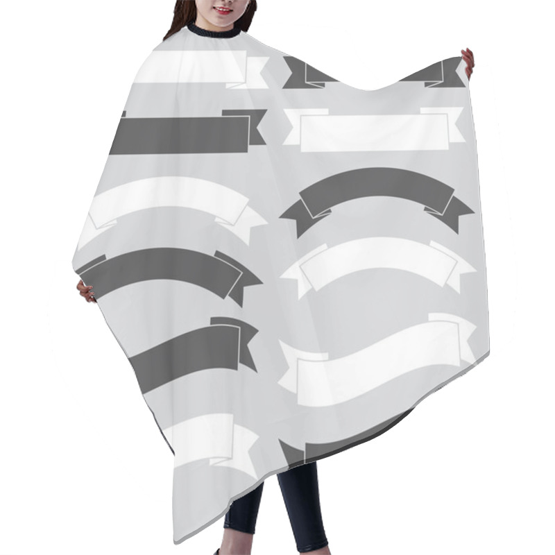 Personality  Old Ribbon Banner ,black And White. Hair Cutting Cape