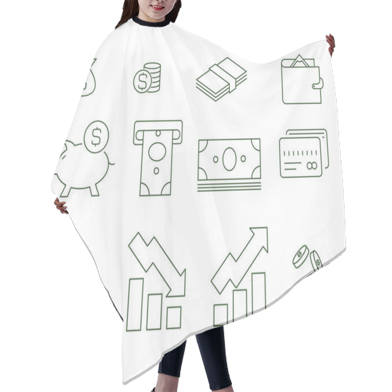 Personality  Vector Finance Icons On White Background Hair Cutting Cape