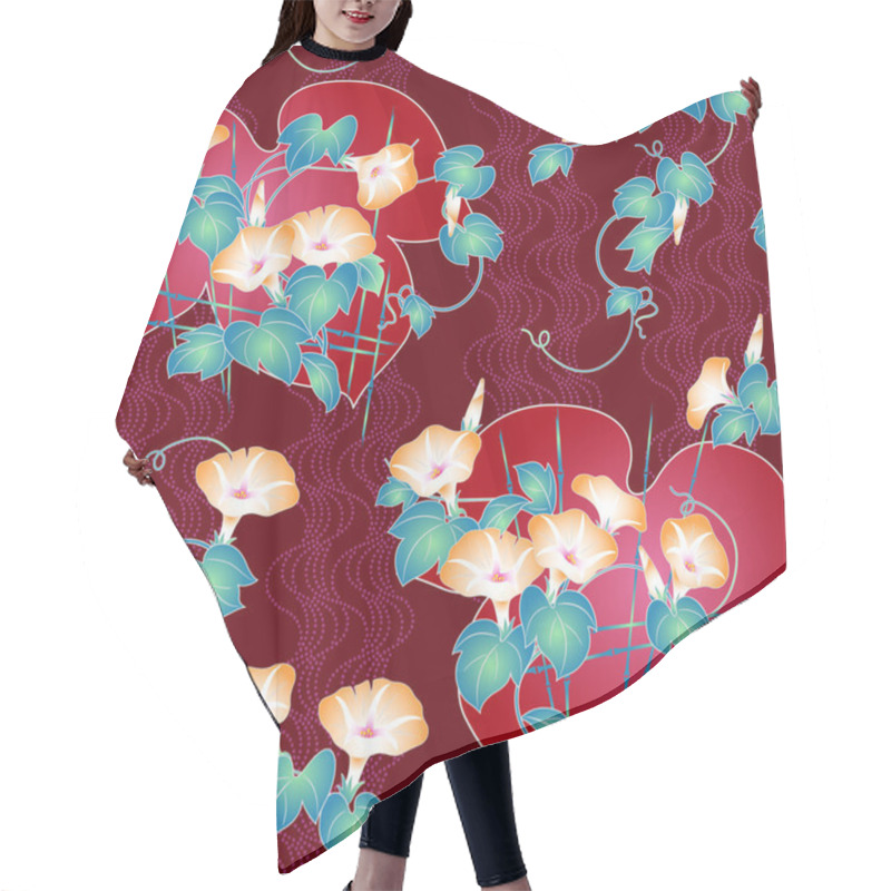 Personality  Japanese Style Morning Glory Pattern Hair Cutting Cape