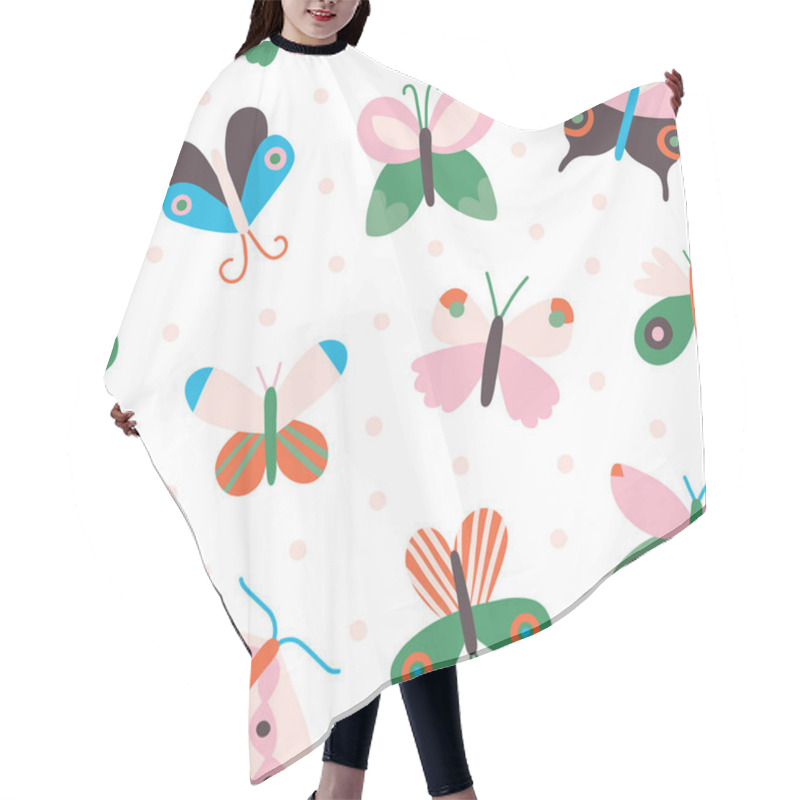 Personality  Beautiful Butterflies And Polka Dots Hair Cutting Cape