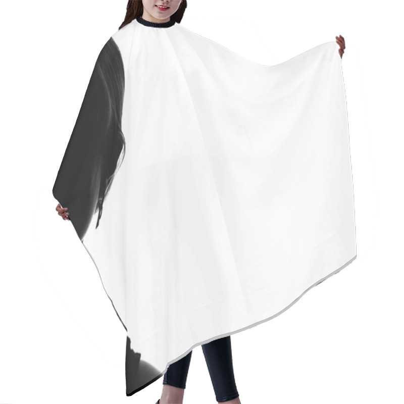 Personality  Silhouette Of A Woman's Face On A White Background Hair Cutting Cape