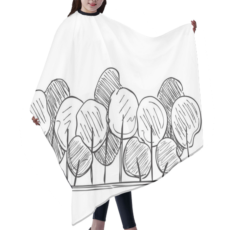 Personality  Trees Hand Drawn Hair Cutting Cape