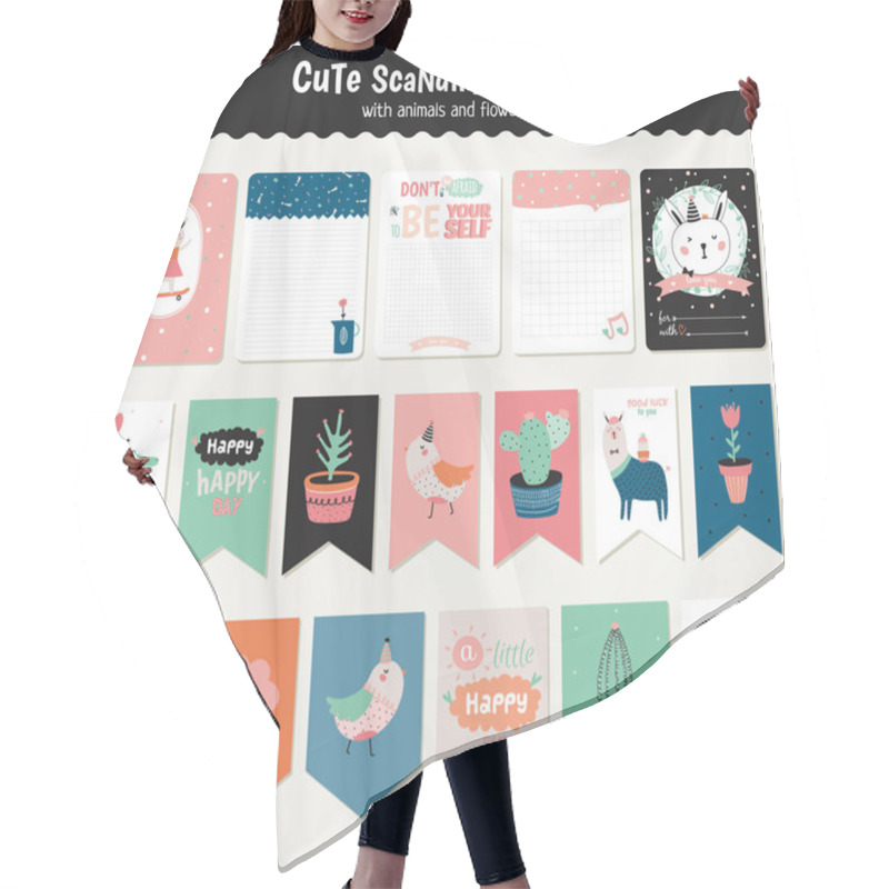 Personality  Set Of Cute Stickers Hair Cutting Cape