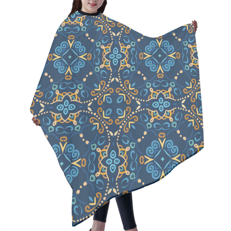 Personality  Blue Seamless Pattern Oriental Design Hair Cutting Cape