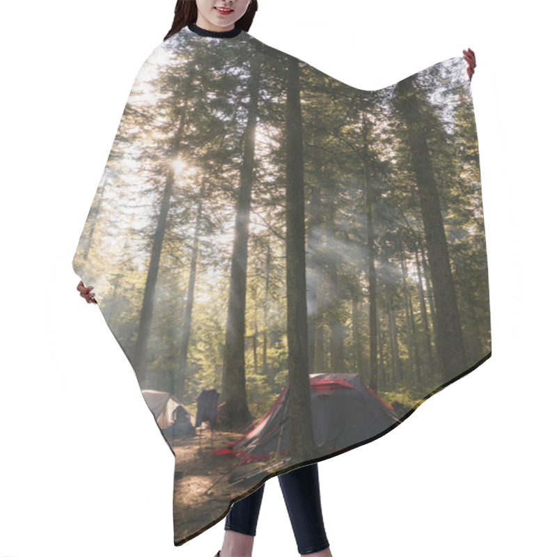 Personality  Camping In Forest With Backlit Hair Cutting Cape