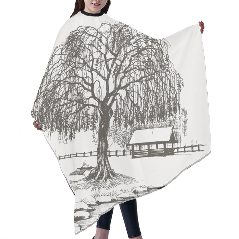 Personality  Winter Sketch, Willow Tree Hair Cutting Cape