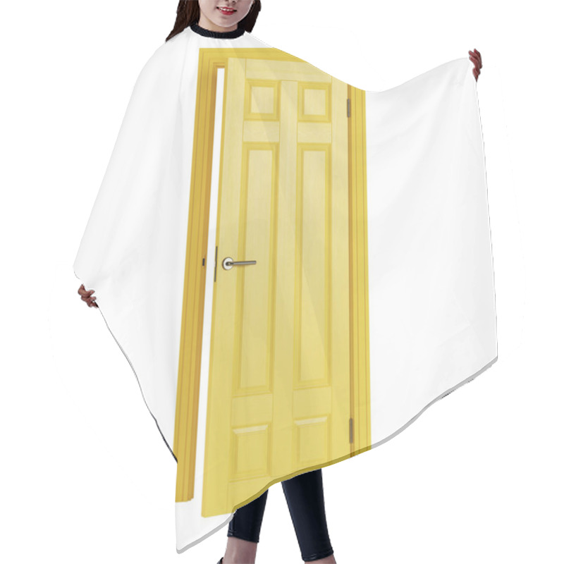 Personality  Yellow Door Isolated On White Background. 3D Rendering. Hair Cutting Cape