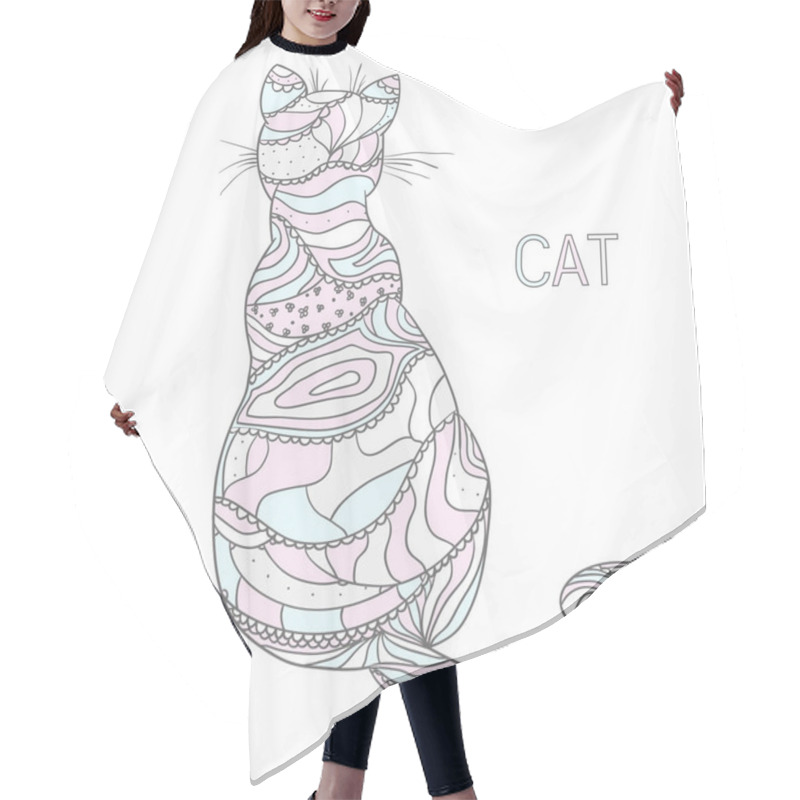 Personality  Cat. Design Zentangle. Hair Cutting Cape