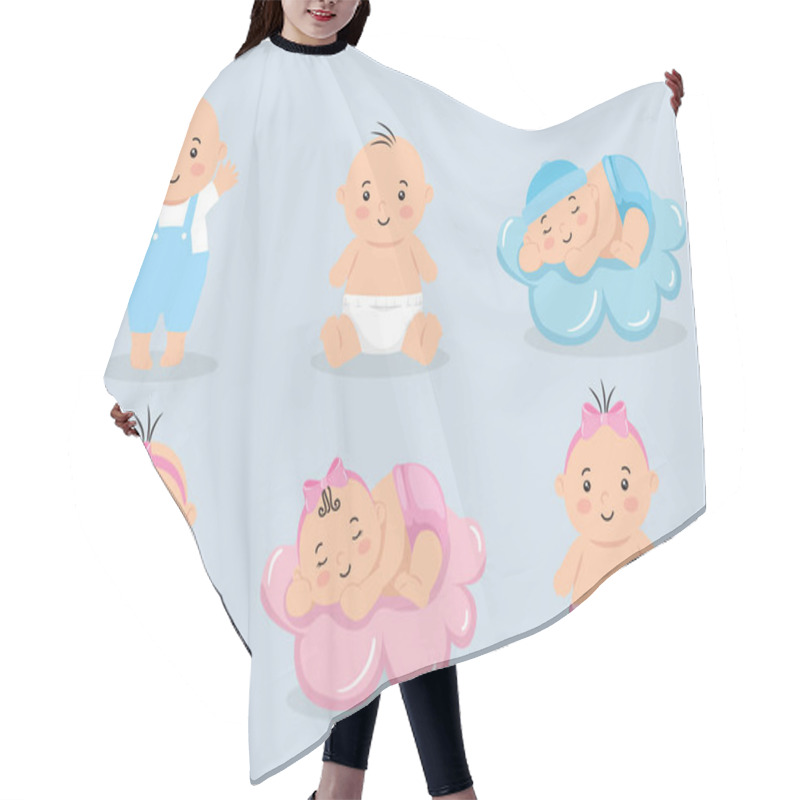 Personality  Group Of Cute Little Babies Hair Cutting Cape