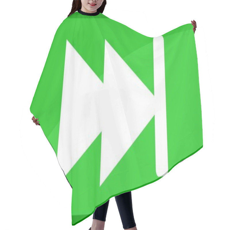 Personality  Vector Illustration Green And White Icon Forward Button Hair Cutting Cape