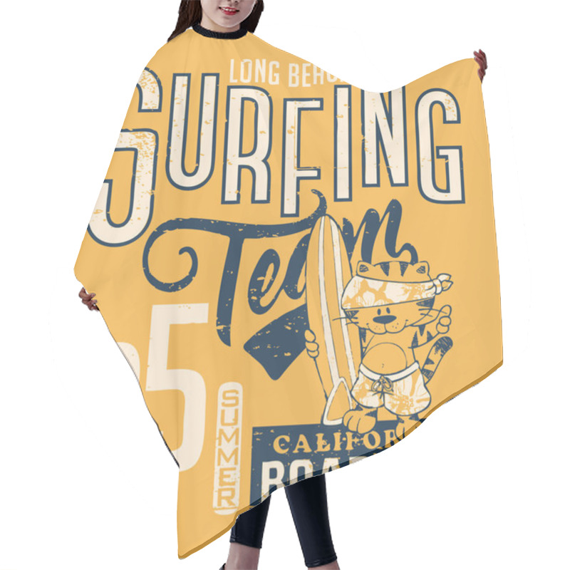 Personality  Cute Cat Surfing Team  Hair Cutting Cape