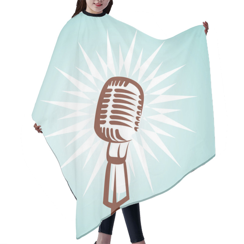 Personality  Retro Microphone Symbol Hair Cutting Cape