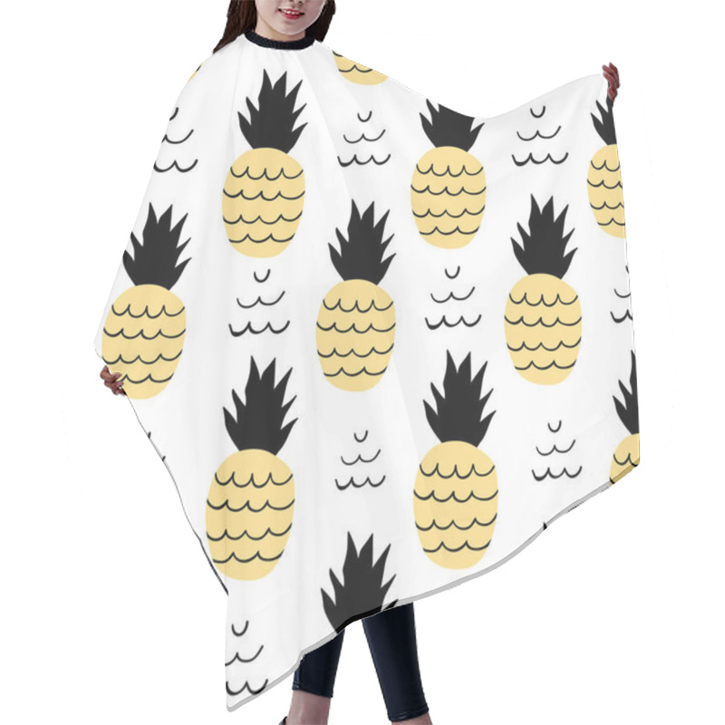 Personality  Seamless Pattern Of Pineapple. Hair Cutting Cape