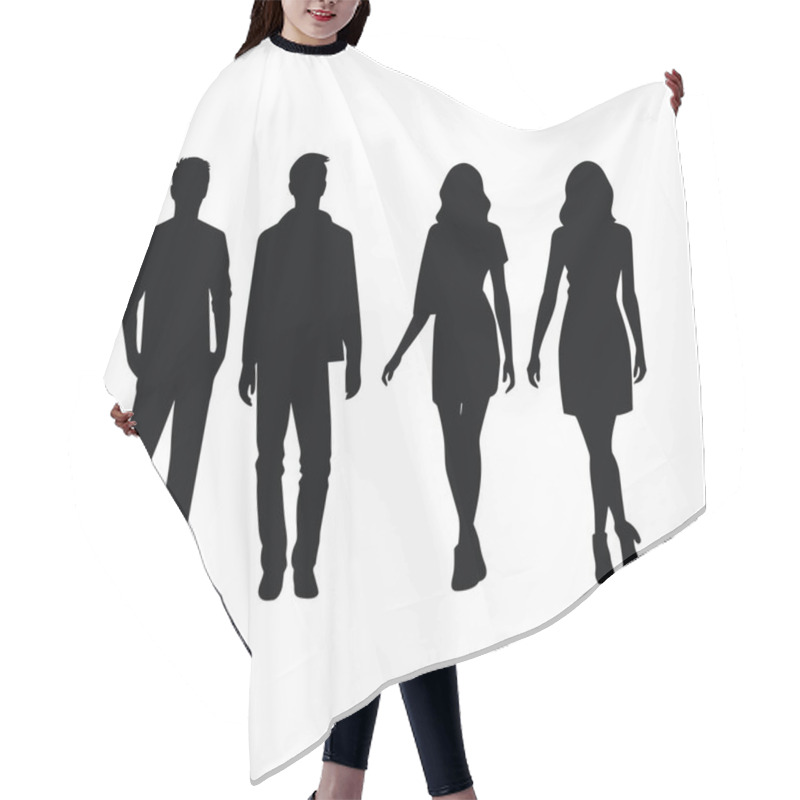 Personality  Group Of People Silhouette. Group Of People Black Icon On White Background Hair Cutting Cape