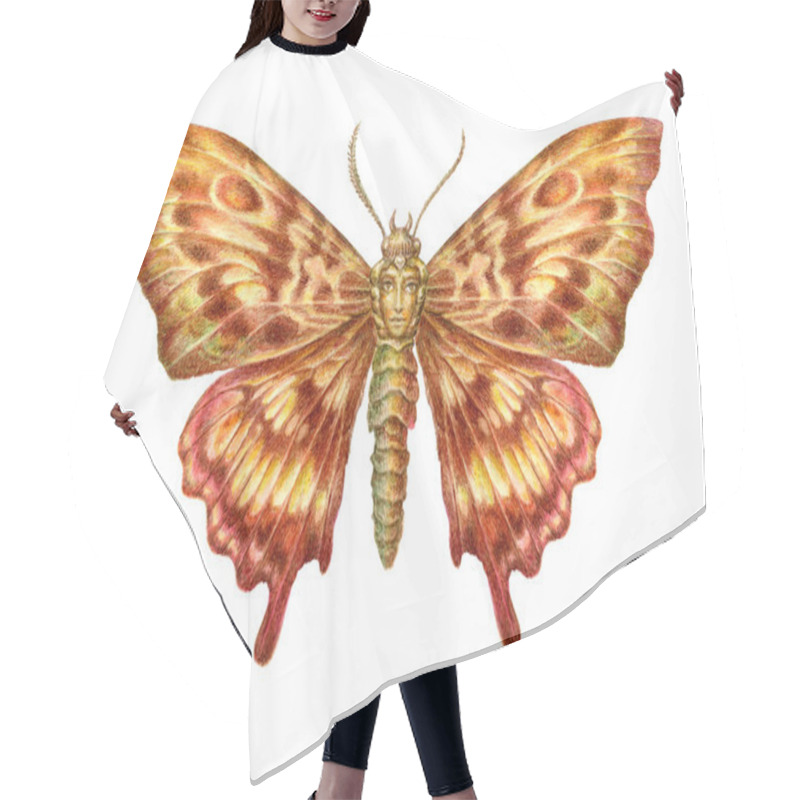 Personality  Fairy-tale Butterfly With Face Inclusion Painting. Isolated On W Hair Cutting Cape