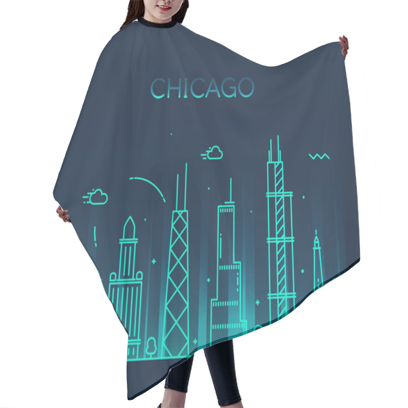 Personality  Chicago City Skyline Silhouette. Hair Cutting Cape