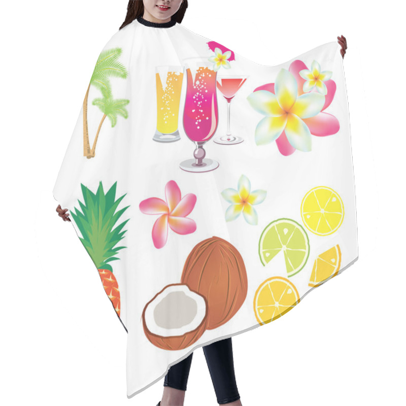 Personality  Tropical Fruits, Flowers And Cocktails Hair Cutting Cape