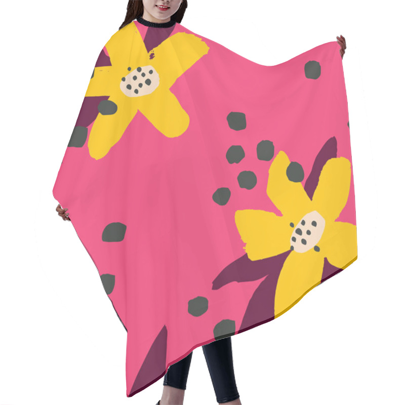 Personality  Pattern With Hand Drawn Flowers And Dots Hair Cutting Cape