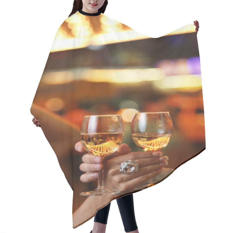 Personality  Hands Holding The Glasses Of Champagne Making A Toast Hair Cutting Cape