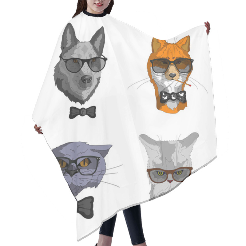 Personality  Hipsters Animals Set Hair Cutting Cape