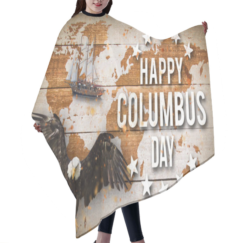 Personality  Happy Columbus Day Banner, Patriotic Background Hair Cutting Cape