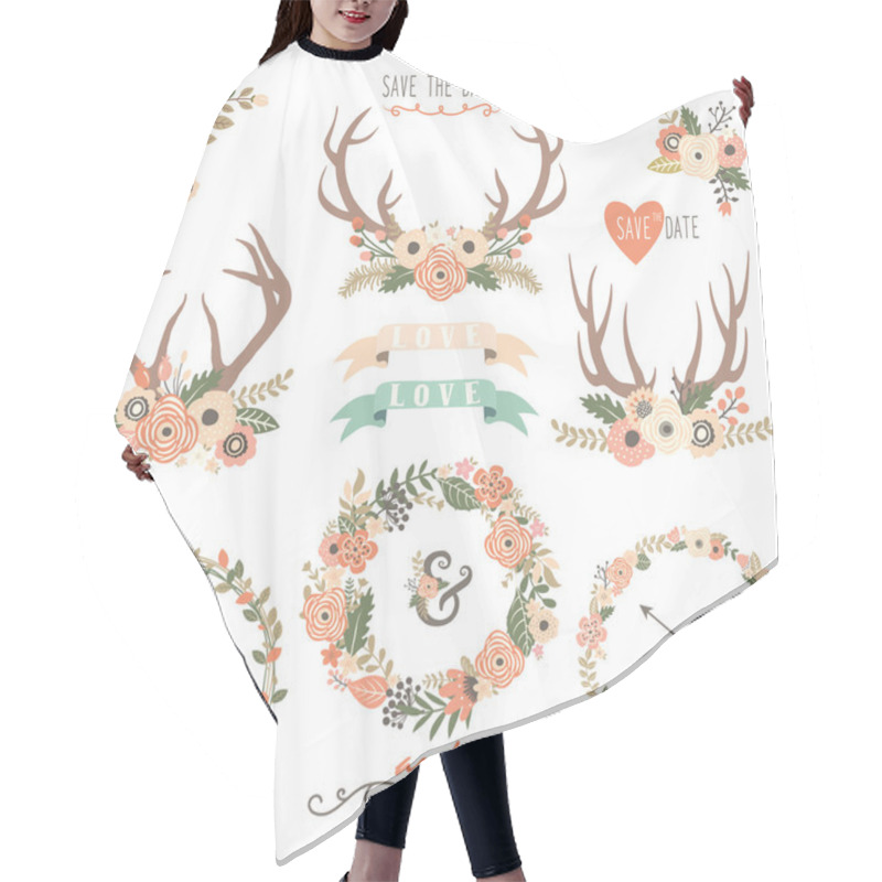 Personality  Wedding Floral Antlers Elements Hair Cutting Cape