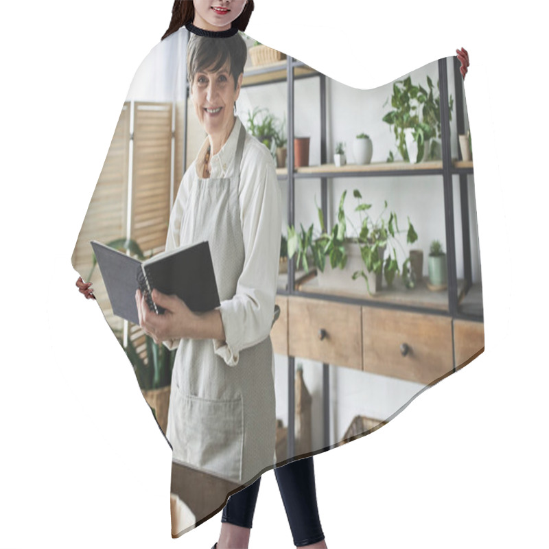 Personality  A Gardener Delights In Caring For Her Green Plants Within A Cozy Studio. Hair Cutting Cape