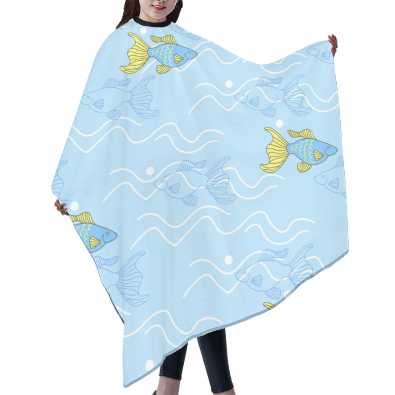 Personality  Seamless Pattern With Fish  Hair Cutting Cape