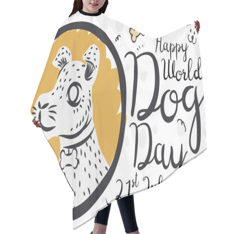 Personality  Banner With A Cute Dog Portrait In Hand Drawn Style With Some Funny Doodles Around It For World Dog Day Celebration In July 21. Hair Cutting Cape