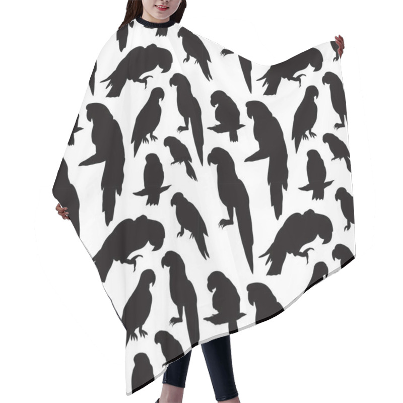 Personality  Seamless Tropical Pattern With Parrot Bird Silhouette. Hair Cutting Cape